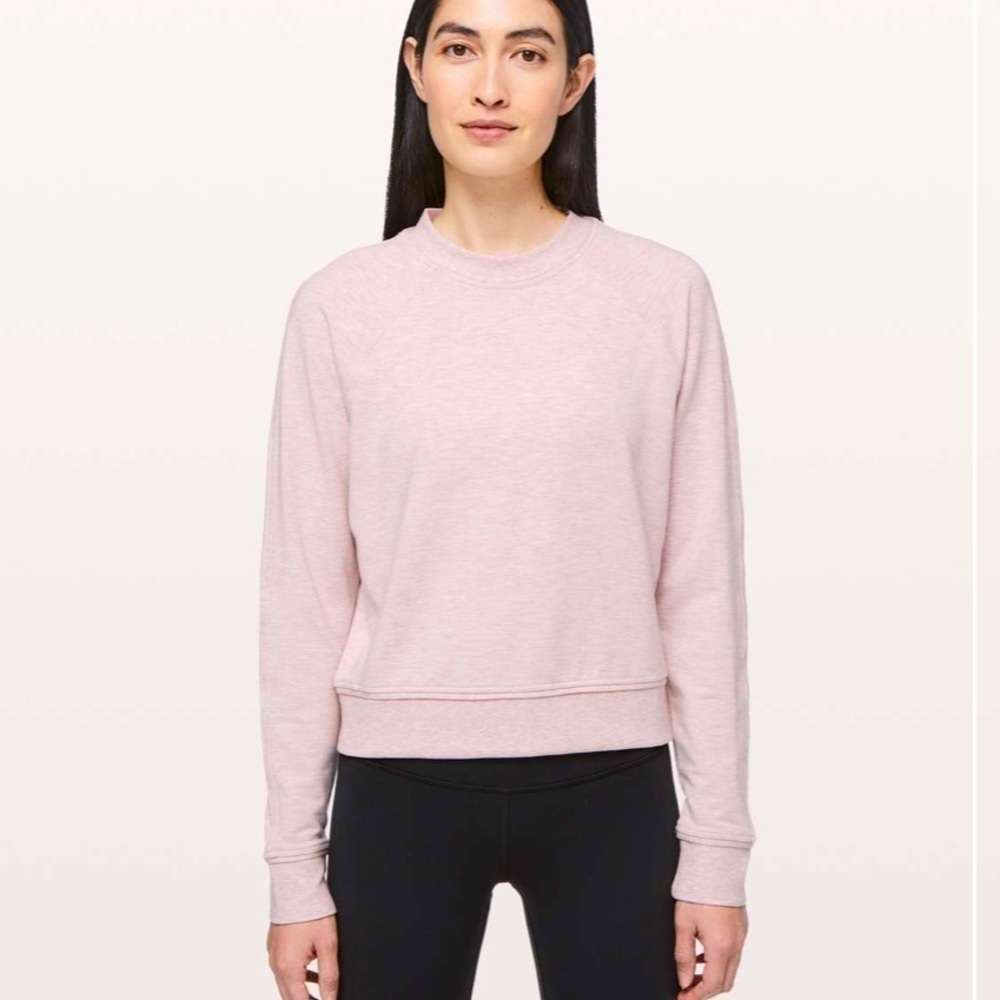 Lululemon Close Comfort Crewneck Heathered Pink Bliss Size 4 Like New Condition